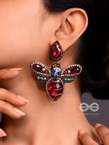 Prabhakita- The Dazzling Firefly- Stones and Glass Beads Embroidered Statement Earrings