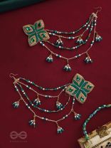 Vapraa - The Spring Garden - Beads, Stones And Resham Hand Embroidered Chain Earrings