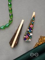 Vasnya- Exquisitely Precious- Stones, Glass Beads and Zari Embroidered Hair Clips