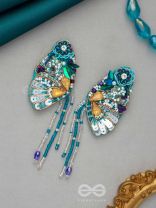 Chelashka- The Magnificent Moth- Stones, Sequins and Beads Embroidered Statement Earrings