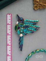 Abhraga - The Beautiful Bird - Stones, Dabka And Beads Hand Embroidered Statement Earrings