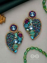 Samvartika- The Lotus Leaf- Stones, Sequins and Beads Embroidered Statement Earrings