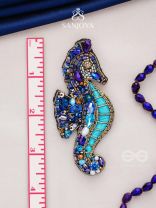 Ashwameen- The Splendid Seahorse- Stones, Sequins and Beads Embroidered Statement Earrings