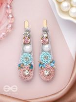 Kelivana - The Pleasant Garden - Stones, Dabka, Pearls And Sequins Hand Embroidered Hair Clips