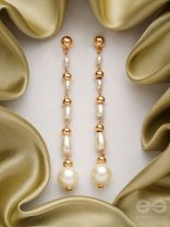 The Pearlescent Drops - Golden Pearls Earrings