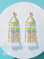 The Gushing Waterfall- Golden Embellished Earrings