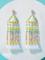 The Gushing Waterfall- Golden Embellished Earrings