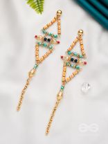 The Pyramid Reflection- Golden Embellished Earrings