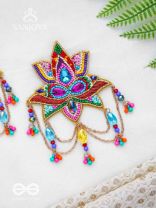 Karnika- The Lovely Lotus- Stones, Sequins and Resham Embroidered Statement Earrings