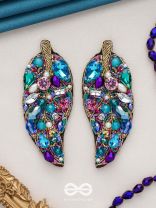 Parnila- The Lovely Leaf- Stones, Sequins and Glass Beads Embroidered Stud Earrings