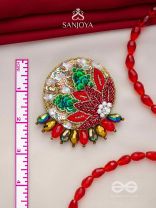 Surangi - The Red Flower Tree - Resham, Cutdana And Sequins Hand Embroidered Earrings