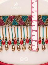 Vishti - The Colorful Rain - Cutdana, Beads And Glass Drops Hand Embroidered Choker Neckpiece