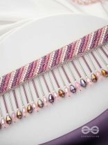 Plaksha - The Tulip Garden - Beads, Cutdana And Glass Drops Hand Embroidered Choker Neckpiece