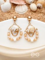 The Rosy Beach- Golden Embellished Earrings