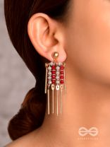 The Sparkling Fireworks- Golden Embellished Earrings