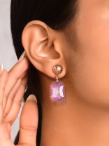 The Purple Haze- Golden Embellished Earrings