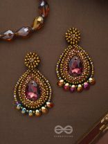 Kritaka- The Copper Charm- Stones and Glass Beads Embroidered Earrings