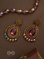 Kritaka- The Copper Charm- Stones and Glass Beads Embroidered Earrings