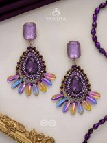 Shraayava- The Blooming Flower-  Stones and Glass Beads Embroidered Earrings