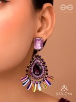 Shraayava- The Blooming Flower-  Stones and Glass Beads Embroidered Earrings