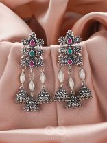 The Splendid Shrine- Oxidised Jhumka Earrings