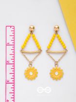 The Marigold Swing- Golden Enamelled Earrings