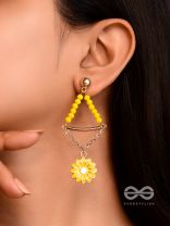 The Marigold Swing- Golden Enamelled Earrings
