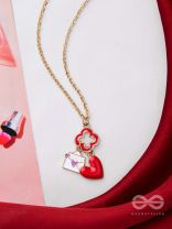 The Love Note - Golden Enamelled Necklace With Anti-Tarnish Coating 