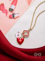 The Love Note - Golden Enamelled Necklace With Anti-Tarnish Coating 