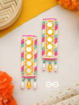 Bimbita- The Mirror Image- Glass Beads & Mirror Lace Embroidered Earrings