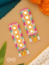 Bimbita- The Mirror Image- Glass Beads & Mirror Lace Embroidered Earrings