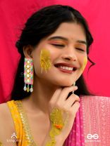 Bimbita- The Mirror Image- Glass Beads & Mirror Lace Embroidered Earrings