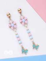 The Hovering Butterfly - Golden Embellished Earrings