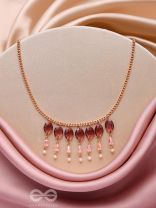 Pink It Up - Golden Embellished Necklace With Anti-Tarnish Coating 