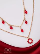 The Scarlet Sun- Golden Embellished Necklace With Anti-Tarnish Coating 