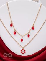 The Scarlet Sun- Golden Embellished Necklace With Anti-Tarnish Coating 