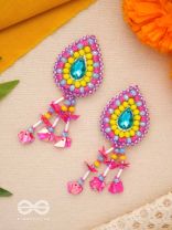 Samvarta - The Rain Cloud - Stone, Beads And Sequins Hand Embroidered Earrings