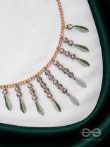 The Alluring Autumn- Golden Embellished Necklace With Anti-Tarnish Coating 