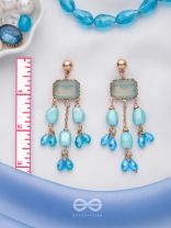 The Sapphire Sprinkle- Golden Embellished Earrings