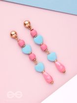 Tug at Heartstrings- Golden Embellished Earrings