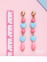 Tug at Heartstrings- Golden Embellished Earrings