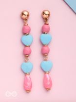 Tug at Heartstrings- Golden Embellished Earrings