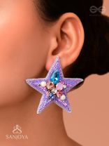 Tvish - The Stellar Sparkler - Stones, Sequins And Cutdana Hand Embroidered Earrings