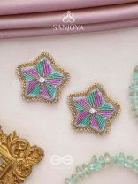 Tusharkana- The Misty Snowflake- Stones & Beads Embroidered Earrings