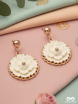 The White Dahlia- Golden Embellished Earrings