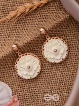 The White Dahlia- Golden Embellished Earrings