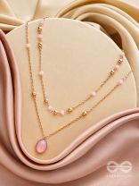 The Pink Pizzazz- Golden Embellished Layered Necklace With Anti-Tarnish Coating