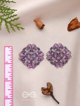 The Floral Fantasy - Oxidised Statement Stud Earrings (Violet & Orchid Purple)
