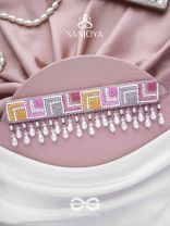 Karmuka - The Jazzy Rainbow - Resham, Beads And Glass Drops Hand Embroidered Choker Neckpiece