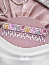 Karmuka - The Jazzy Rainbow - Resham, Beads And Glass Drops Hand Embroidered Choker Neckpiece